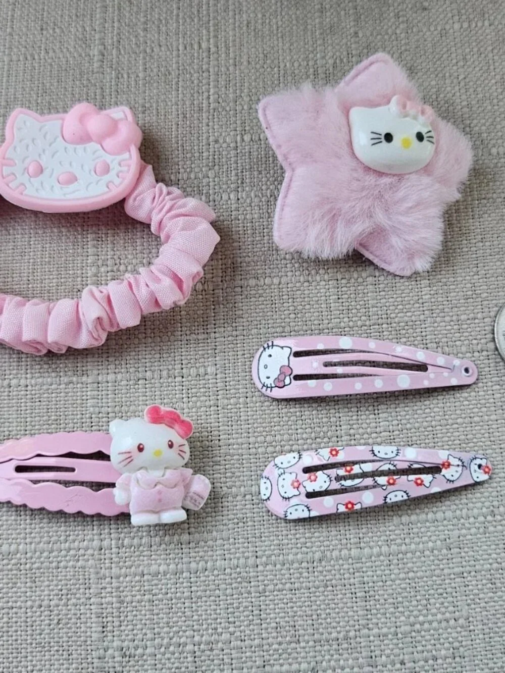Hello Kity Girls Hair Accessory Hair Clips Pink set of 5 Hair Catcher NEW